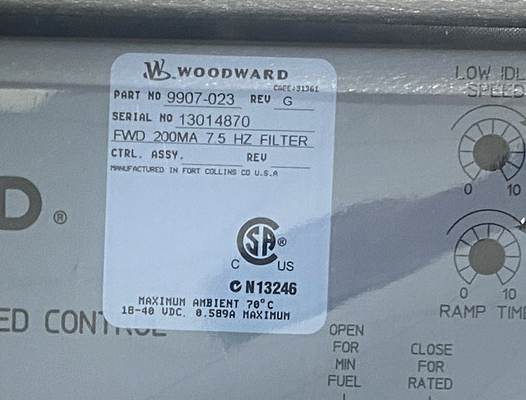 우드워드 9907-023 전면 작동 속도 제어 4 ∼20 mA 또는 1 ∼5 Vdc 2301A -40 ~ + 158 °F