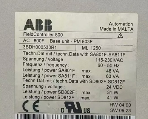 ABB PM803F 3BDH000530R1 기본 단위 16 MB 배터리 버퍼 RAM 중앙 단위
