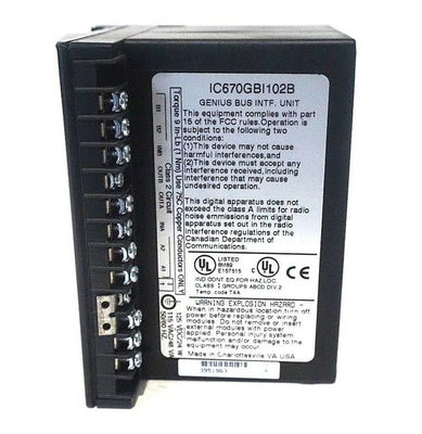 IC670GBI102 GE 파눅 GE 분야 입출력 120Vac/125Vdc는 천재 버스 인터 페이스 유닛 제너럴 일렉트릭을 강화했습니다