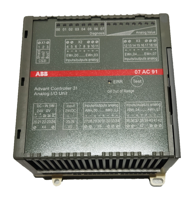 07AC91 GJR5252300R0101 ABB AC31 아날로그 I/O 모듈 8AC 24VDC AC U/I